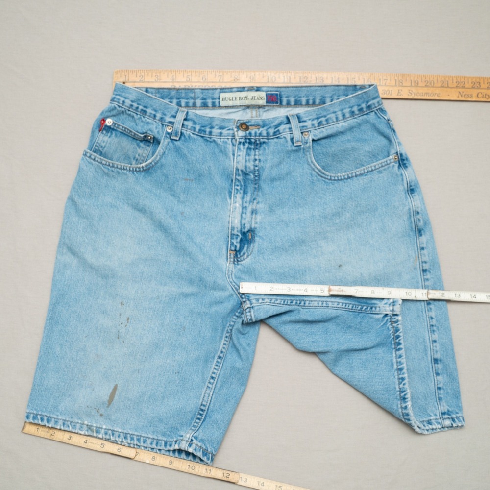 Vintage Bugle Boy Jeans 750 Baggy Denim Jean Shorts 33x9.5 Wide Leg Relaxed - Picture 2 of 13
